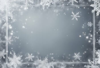 Wall Mural - christmas white snowflakes silver frame decoration beautiful abstract glistering luxury seasonal bac