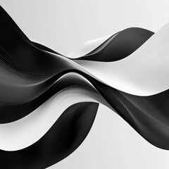Leinwandbilder - Flowing abstract black and white waves create smooth motion in a minimal design emphasizing high contrast in dynamic form