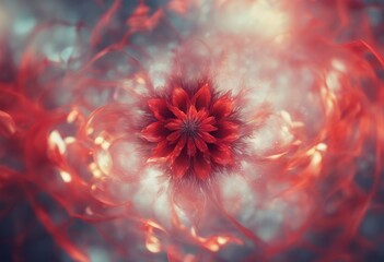 Wall Mural - abstract symbol fire red bright flower energy fantastic speed soft orange many-coloured effect lotus