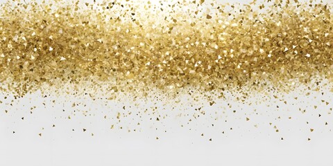 Poster - Golden Glitter Sparkle, Soft Light. Festive Shimmering Gold Dust. Celebratory White Background, Elegant Design. Ideal For Invitations And Event Decoration.