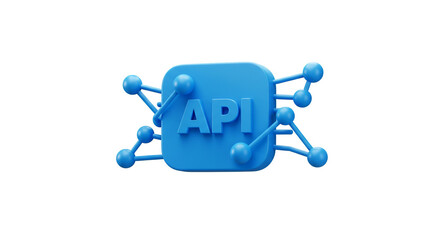 The vibrant blue API connection, symbolizing seamless data flow and integration, rendered in a playful 3D style.
