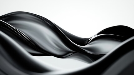 Fototapete - Flowing black and white waves create a smooth and minimal design with high contrast in abstract art