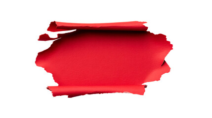 Wall Mural - torn red paper with curled edges on a black background, cut out transparent