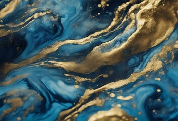 Wall Mural - color gold foil technique ink blue fluid art abstract alcohol background creative rock luxury rough 