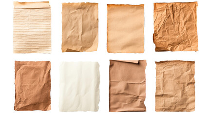 Wall Mural - set of different paper sheets on black background, cut out transparent