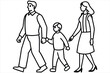 © SKShagor - Minimalist family line art of father, mother, and child walking