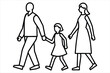 © SKShagor - Minimalist family line art of father, mother, and child walking