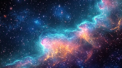 Wall Mural - Vibrant Nebula and Stars in Deep Space