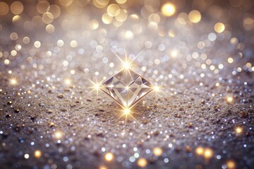 Canvas Print - diamond on shimmering glitter capturing light with diamond texture brilliance