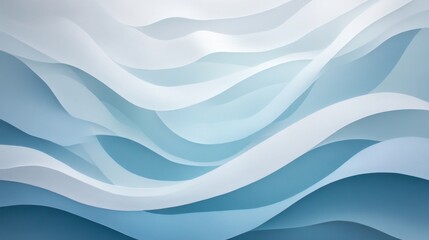 Wall Mural - abstract waves. blue, white layered flowing design suggesting sea or sky with depth and soft light