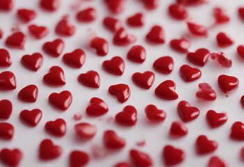 Wall Mural - beautiful day s background shot soft shaped heart red valentine scattered focus small macro blisters