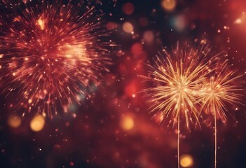 Wall Mural - fireworks copy abstract holiday gold new background red space eve bokeh year celebrate anniversary f