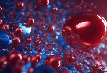 Wall Mural - floating close objects modern blue red design vibrant creating futuristic 3d wallpaper shape texture