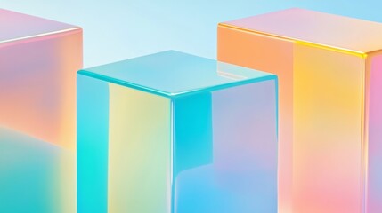 Wall Mural - iridescent cubes. light, color, and texture interplay in a modern, abstract composition