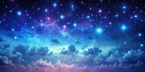 Wall Mural - Celestial Dreamscape A Night Sky Filled with Brilliant Stars and Soft, Dreamlike Clouds