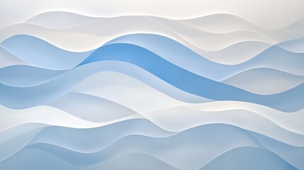Wall Mural - soft waves in light blue and white create a gentle, flowing abstract pattern