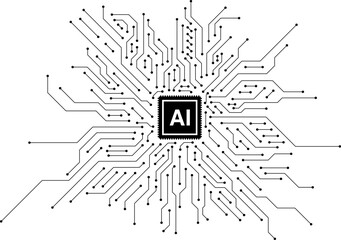Wall Mural - futuristic chipset processor circuit board digital transformation technology. artificial intelligenc