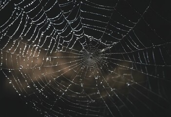 Wall Mural - spider web tangled background horror decorative wet black scarey phobia haunted halloween spider's s