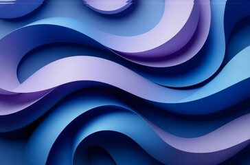 Wall Mural - abstract flowing shapes in shades of blue and purple create a layered, wavy design with depth and di