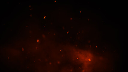 Wall Mural - blurred texture of burn fire with particles embers. blur flames on isolated black background. textur
