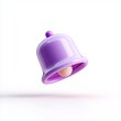 © muhammad - 3D Render of a Purple Glossy Bell Icon, Notification Symbol