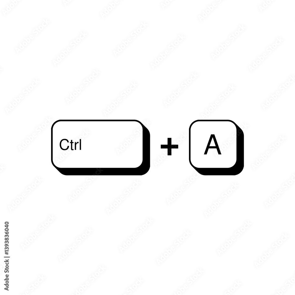 Ctrl A | Select all | Control A | Keyboard Shortcut Stock Vector ...
