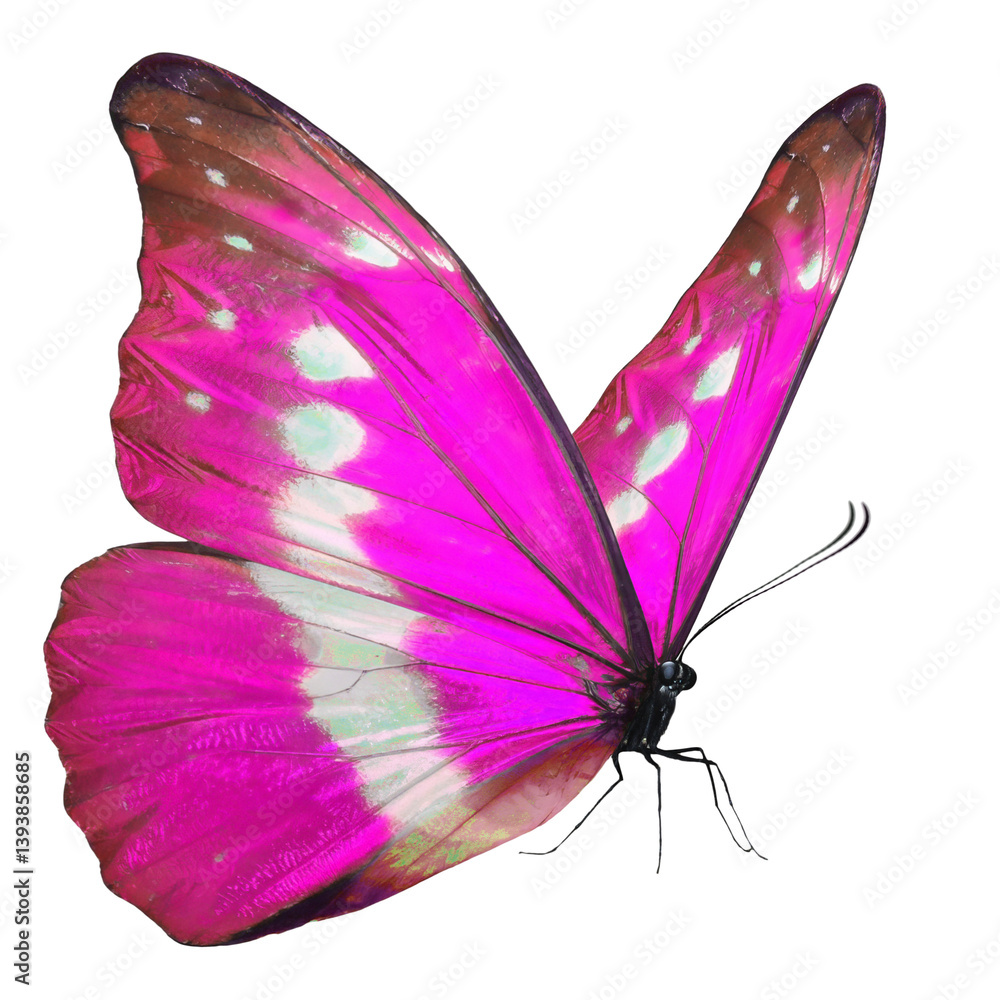 Beautiful pink butterfly on white background Stock Photo | Adobe Stock