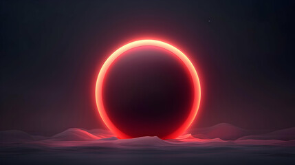 Wall Mural - red glowing eclipse over dark clouds at night