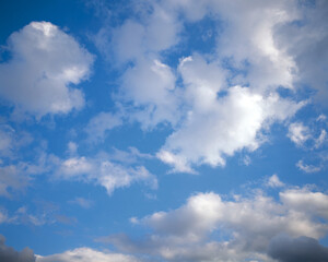 blue sky and white clouds, clear weather