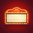 © NguynTh - Retro cinema marquee with 'Now Showing' text on red background