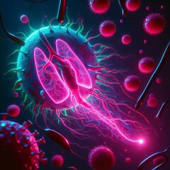 Wall Mural - a virus that turns infected victims’ veins neon pink they beco
