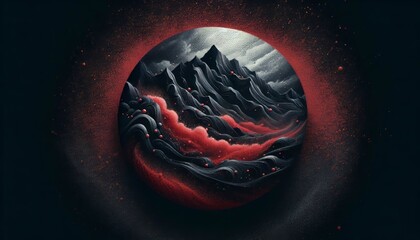 Wall Mural - black and red grainy blend black and red colors blended with a u