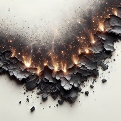 Wall Mural - charred paper edge with sparks a charred paper edge with a rough