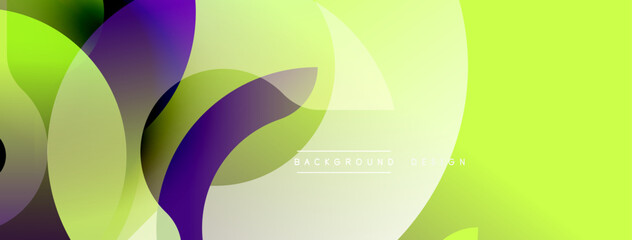 Poster - Abstract vibrant background. Overlapping translucent shapes create dynamic composition. Green, purple hues dominate design. Modern aesthetic, suitable for digital projects.