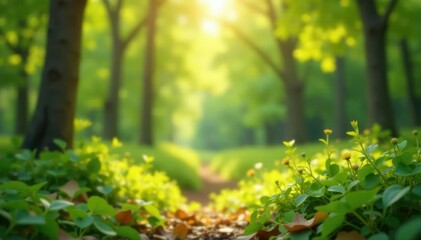Wall Mural - Abstract blurred nature scene, perfect for website design, design, overlay, graphic
