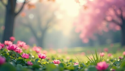 Wall Mural - Abstract blurred nature scene, soft focus, pastel colors, field, tone