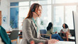 © peopleimages.com - Call centre, telemarketing and woman with headset, computer and pitching service to contact for sales. Lead generation, telemarketer and people with tech for consultation, communication and office