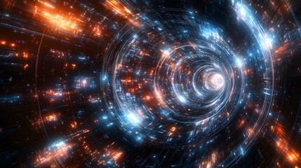A glowing and dynamic tunnel created using visual effects displays