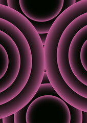 Aufkleber - Abstract background with concentric circles with a neon pink glow effect. Modern minimalist cover template with vibrant perspective geometric prism shapes. Suitable for high-tech or futuristic design