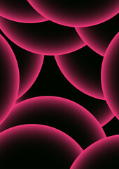Aufkleber - Abstract background with concentric circles with a neon pink glow effect. Modern minimalist cover template with vibrant perspective geometric prism shapes. Suitable for high-tech or futuristic design