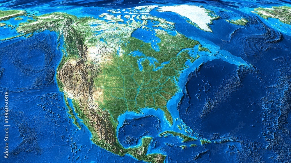 North America Detailed Map - High-Resolution Cartography for Design and ...