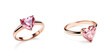© PNG WORLD - rose gold ring featuring a heart-shaped pink crystal gemstone on a transparent background