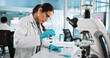 © peopleimages.com - Scientist, woman and petri dish with research for biology, innovation or medical notes analysis. Biotech, laboratory and microscope with DNA study for pharmaceutical RNA or pathology experiment