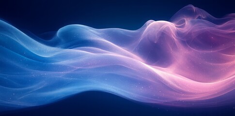 Wall Mural - abstract blue wave line glowing effect on a dark background, vector presentation design template for