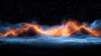 ethereal cosmic landscape with glowing nebula and stars