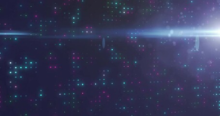 Wall Mural - animation of colorful particles and light beams creating cosmic space effect