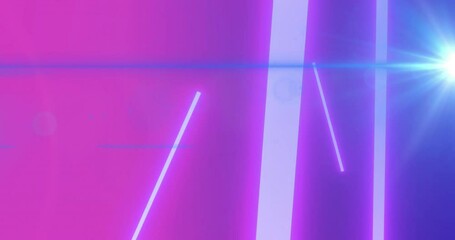 Wall Mural - Glowing diagonal lines in neon pink and purple creating animation background