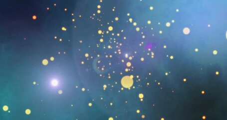 Wall Mural - floating glowing particles in blue and purple animation, creating abstract space
