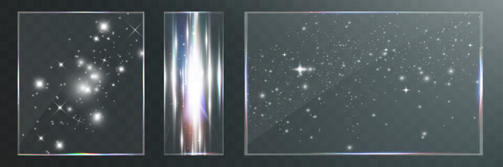 Wall Mural - transparent glass overlays with rainbow glare, prism effect, and glowing light reflections.