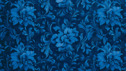 Wall Mural - Intricate blue damask pattern design for elegant textures and backgrounds